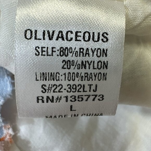 Olivaceous Crop Top Floral Print Long Sleeve Boho Cottagecore Beachy Sz L - Picture 12 of 16